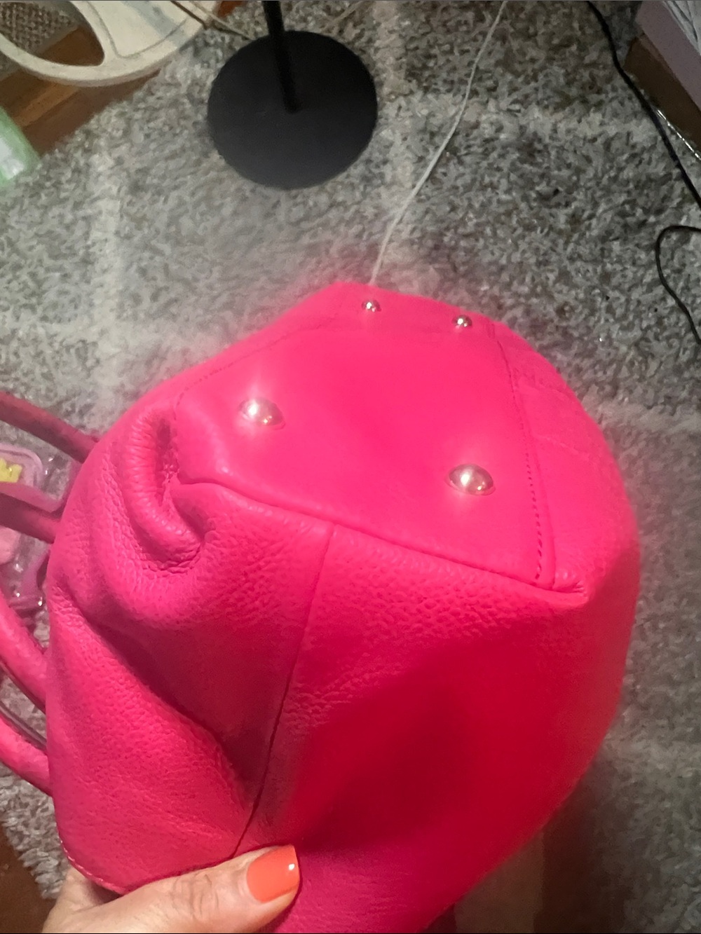 Tignanello Pink Leather Drawstring Tote - Picture 3 of 6
